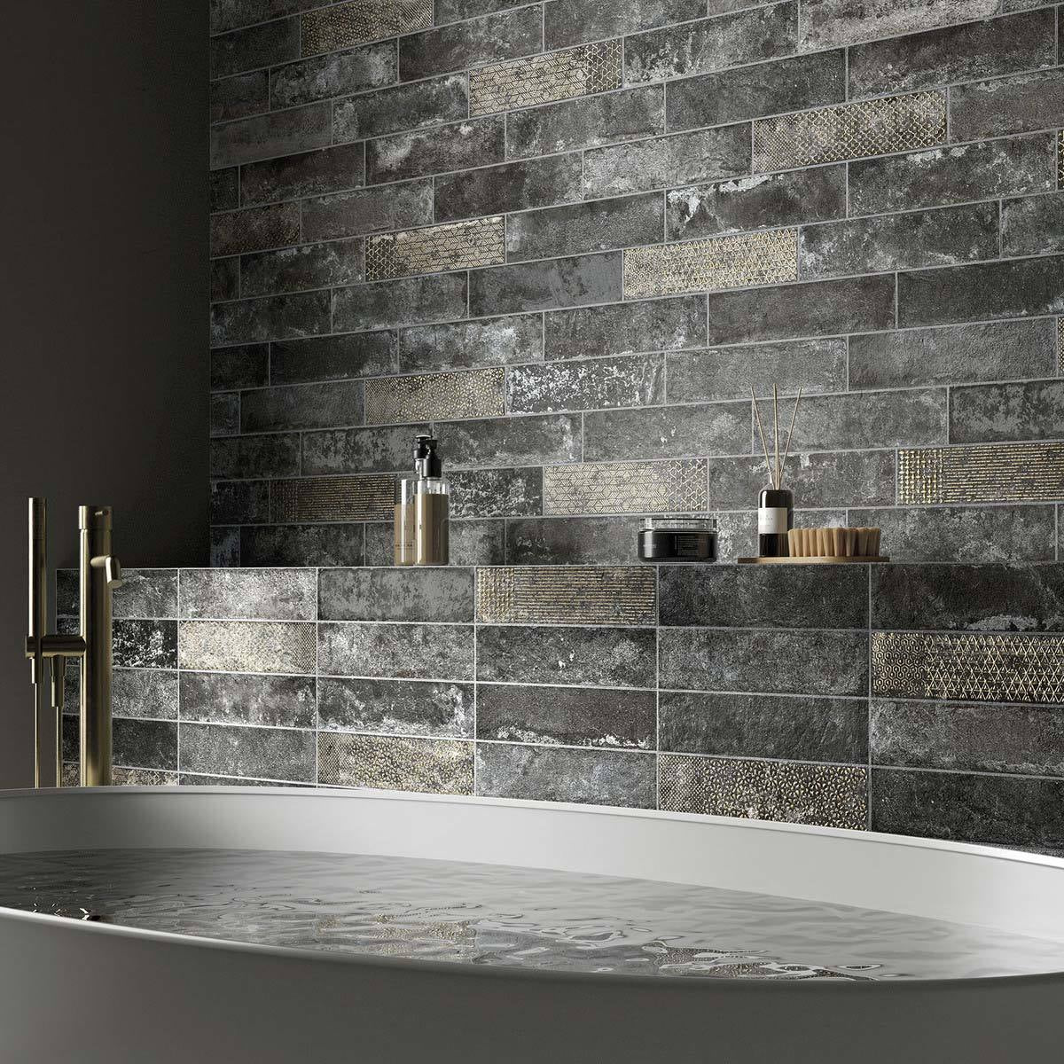 BERLINO-GRES PORCELLANATO-EFFETTO MURETTO-COLORE NERO-CAMPIONE GRATUITO