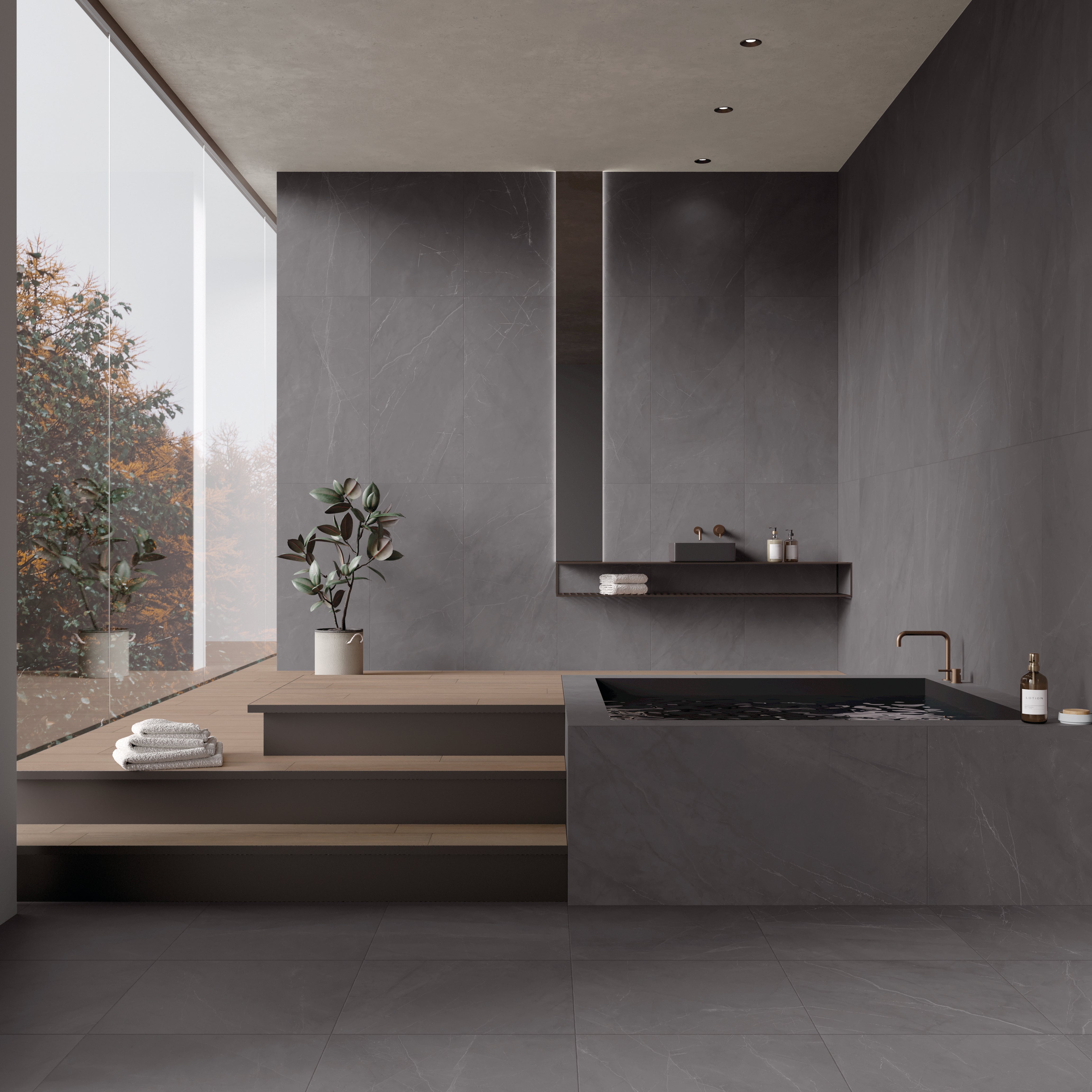 LONDON-GRES PORCELLANATO-EFFETTO PIETRA-60X120-COLORE NERO