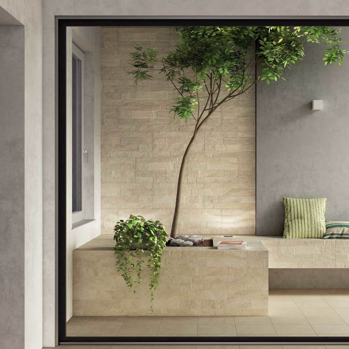 SAHARA-GRES PORCELLANATO-EFFETTO MURETTO-COLORE BEIGE-CAMPIONE GRATUITO