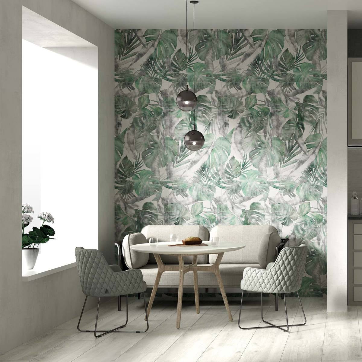 MURALE-GRES PORCELLANATO-EFFETTO CARTA DA PARATI-COLORE VERDE-CAMPIONE GRATUITO