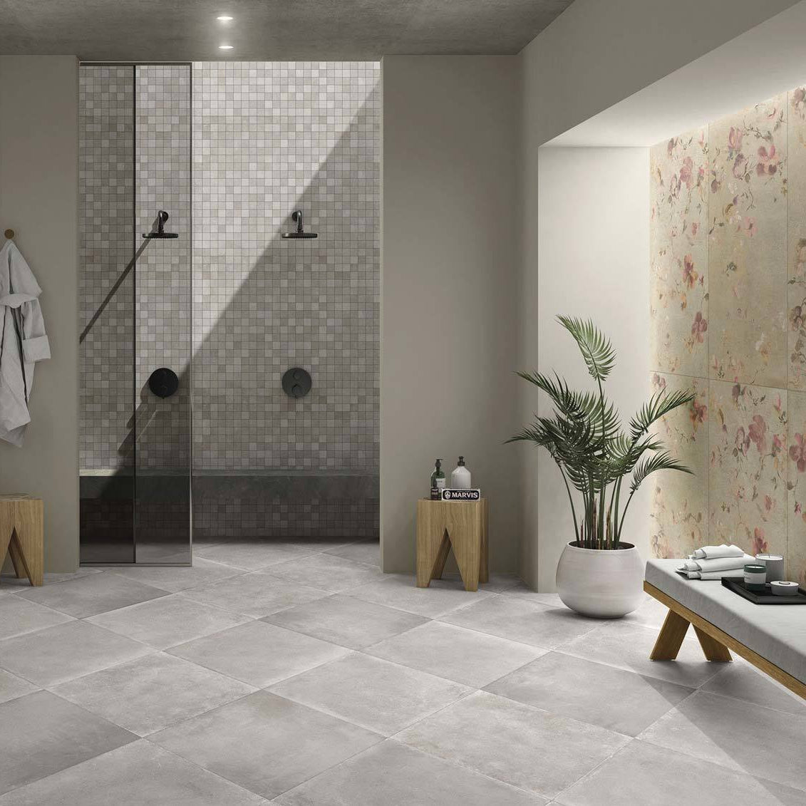 MURALE-GRES PORCELLANATO-EFFETTO CARTA DA PARATI-COLORE BEIGE-CAMPIONE GRATUITO