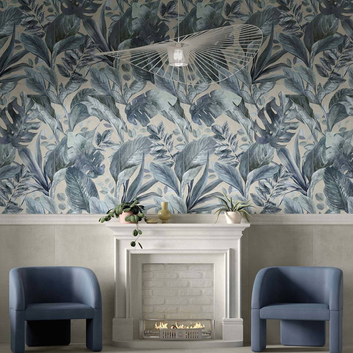 MURALE-GRES PORCELLANATO-EFFETTO CARTA DA PARATI-COLORE BLU-CAMPIONE GRATUITO