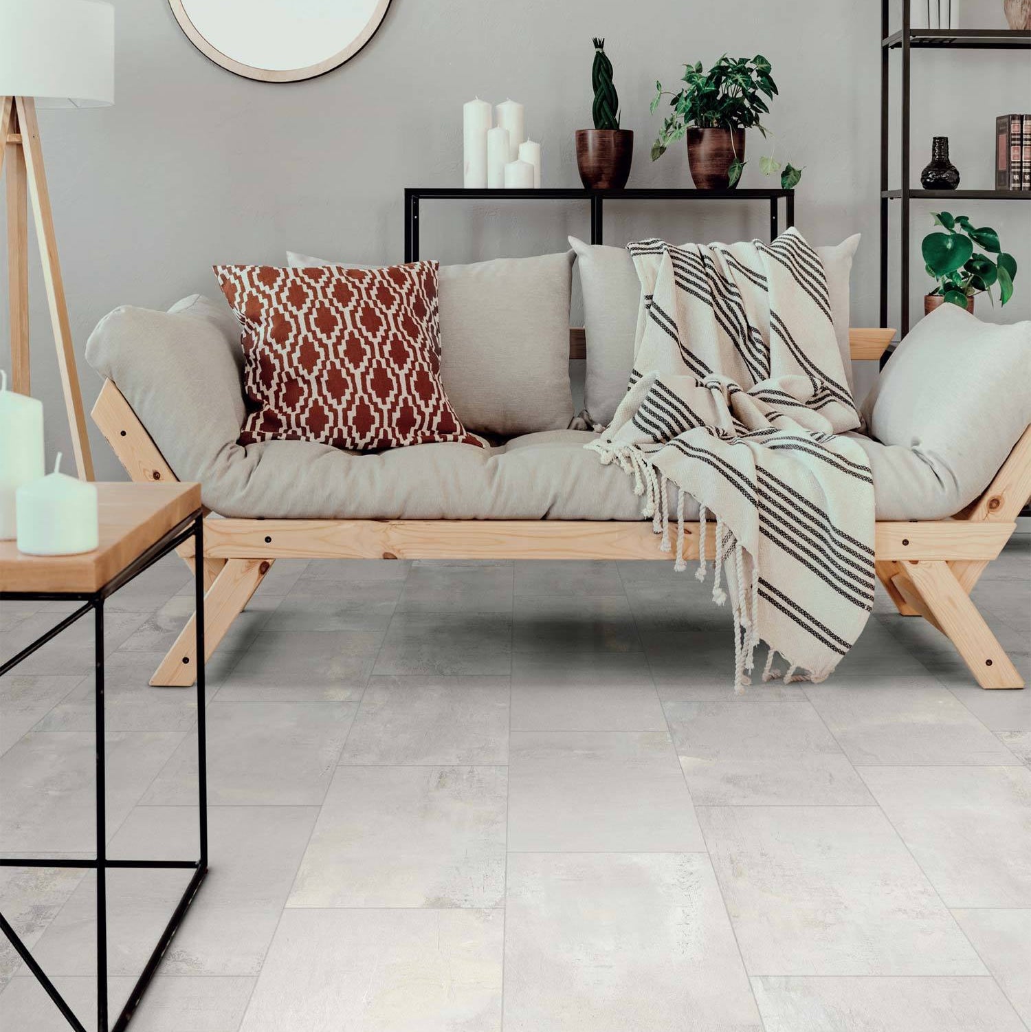 HOME-GRES PORCELLANATO-EFFETTO CEMENTO-81X81-COLORE BIANCO