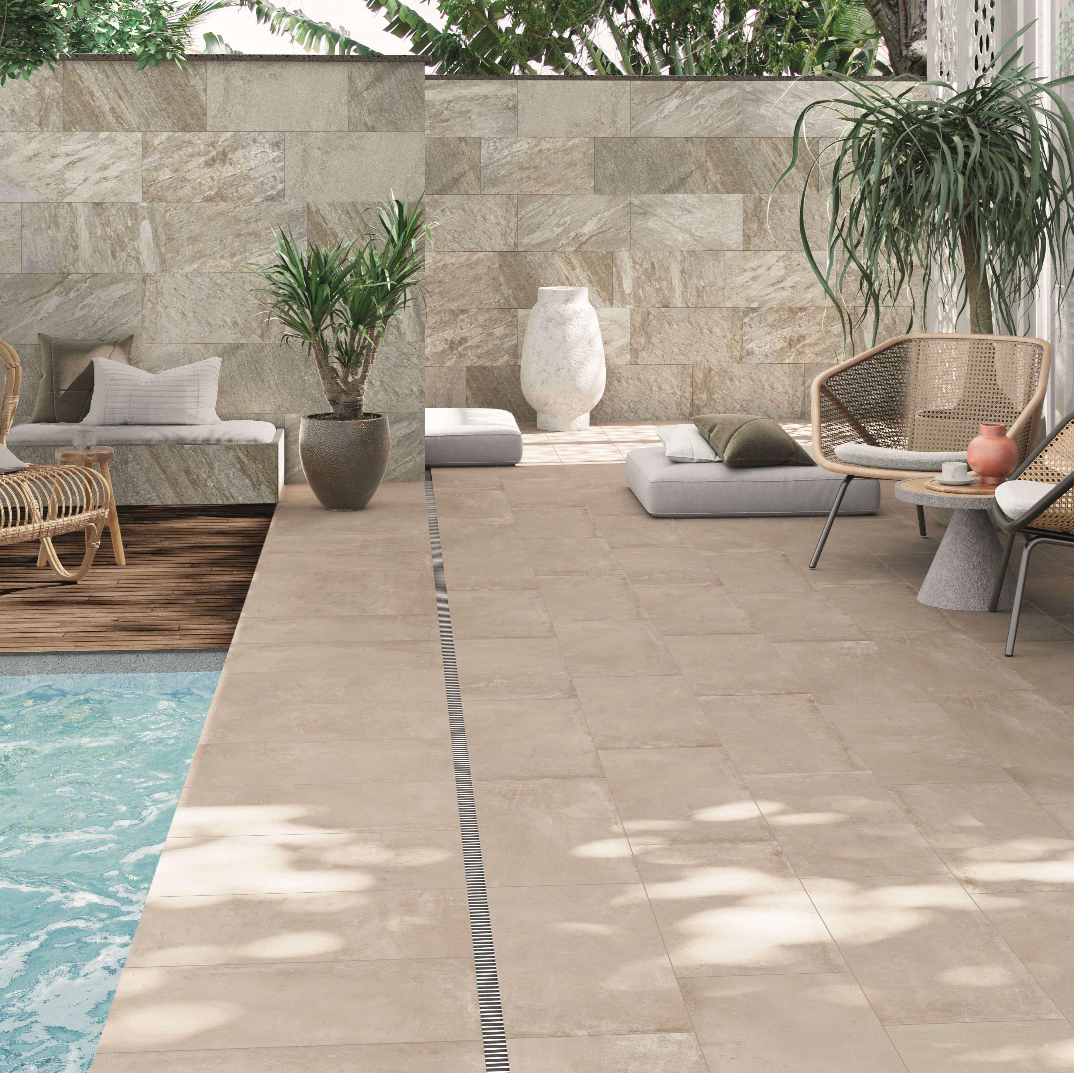 ETERNA-GRES PORCELLANATO-EFFETTO CEMENTO-COLORE BEIGE-CAMPIONE GRATUITO