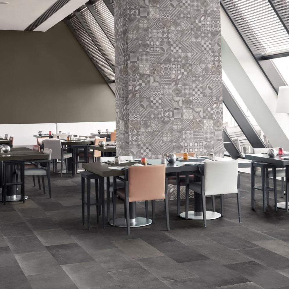 FRESCO-GRES PORCELLANATO-EFFETTO CEMENTO-81X81-COLORE NERO