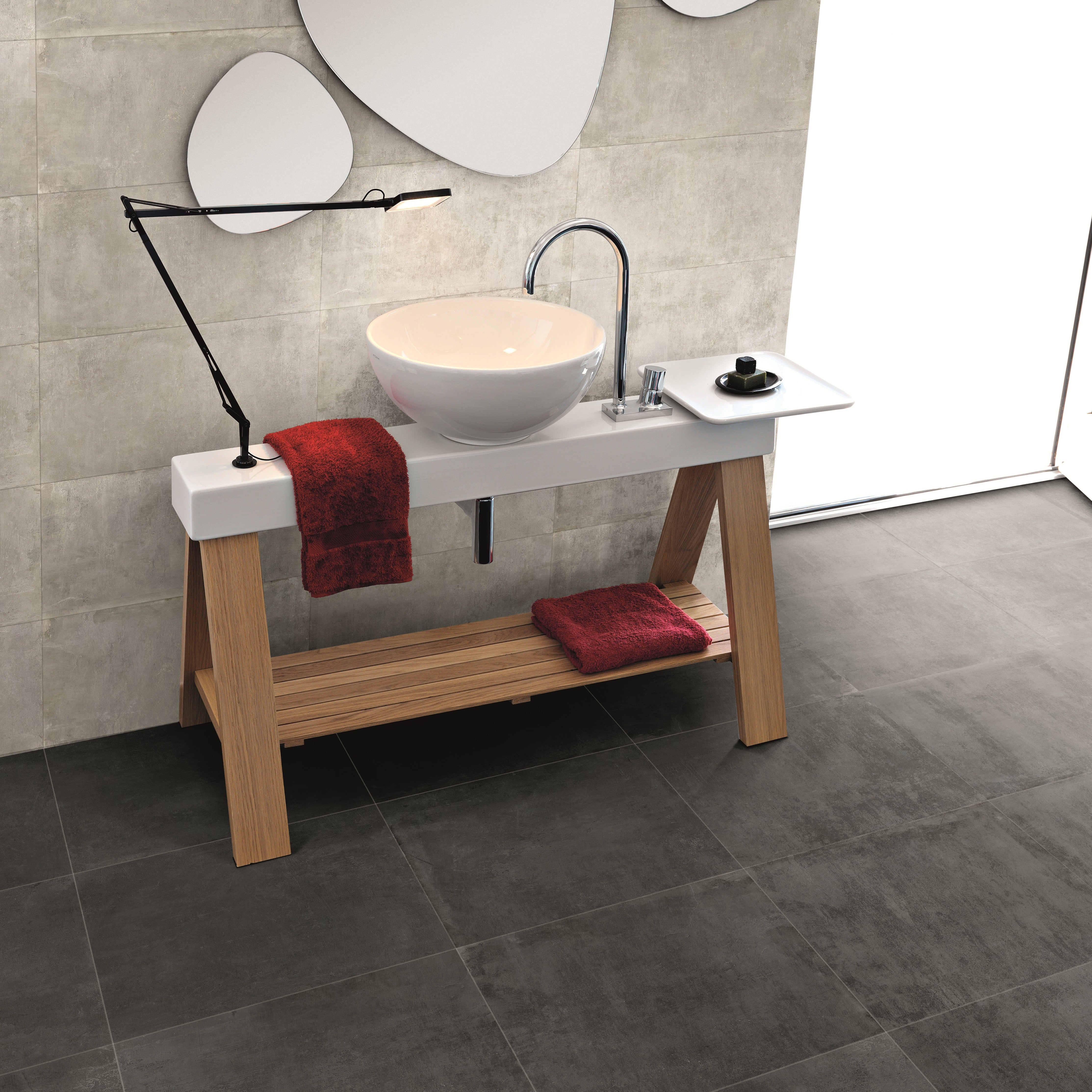 ICONIC-GRES PORCELLANATO-EFFETTO CEMENTO-81X81-COLORE NERO