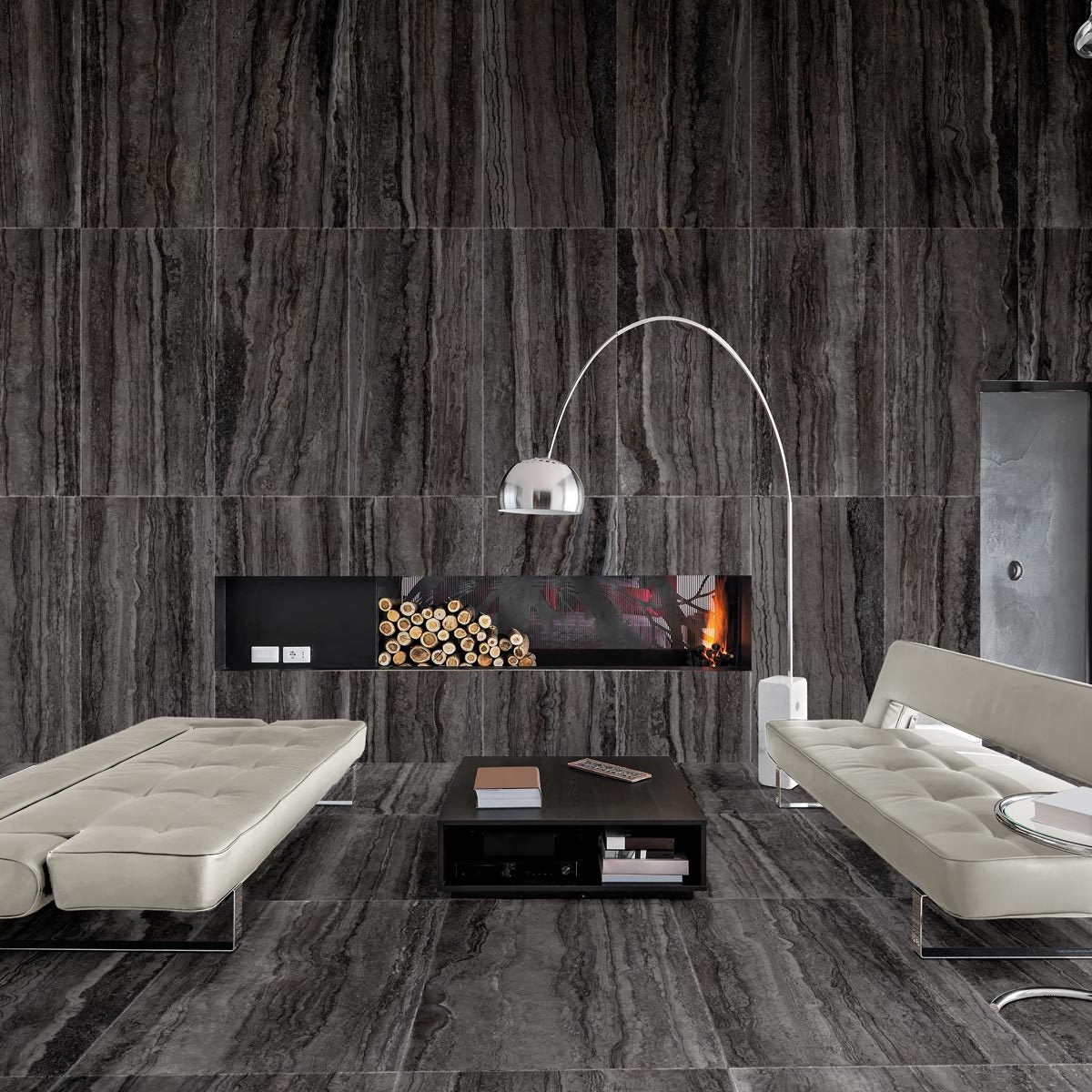 TRIENNALE-GRES PORCELLANATO-EFFETTO MARMO-30X60-COLORE NERO