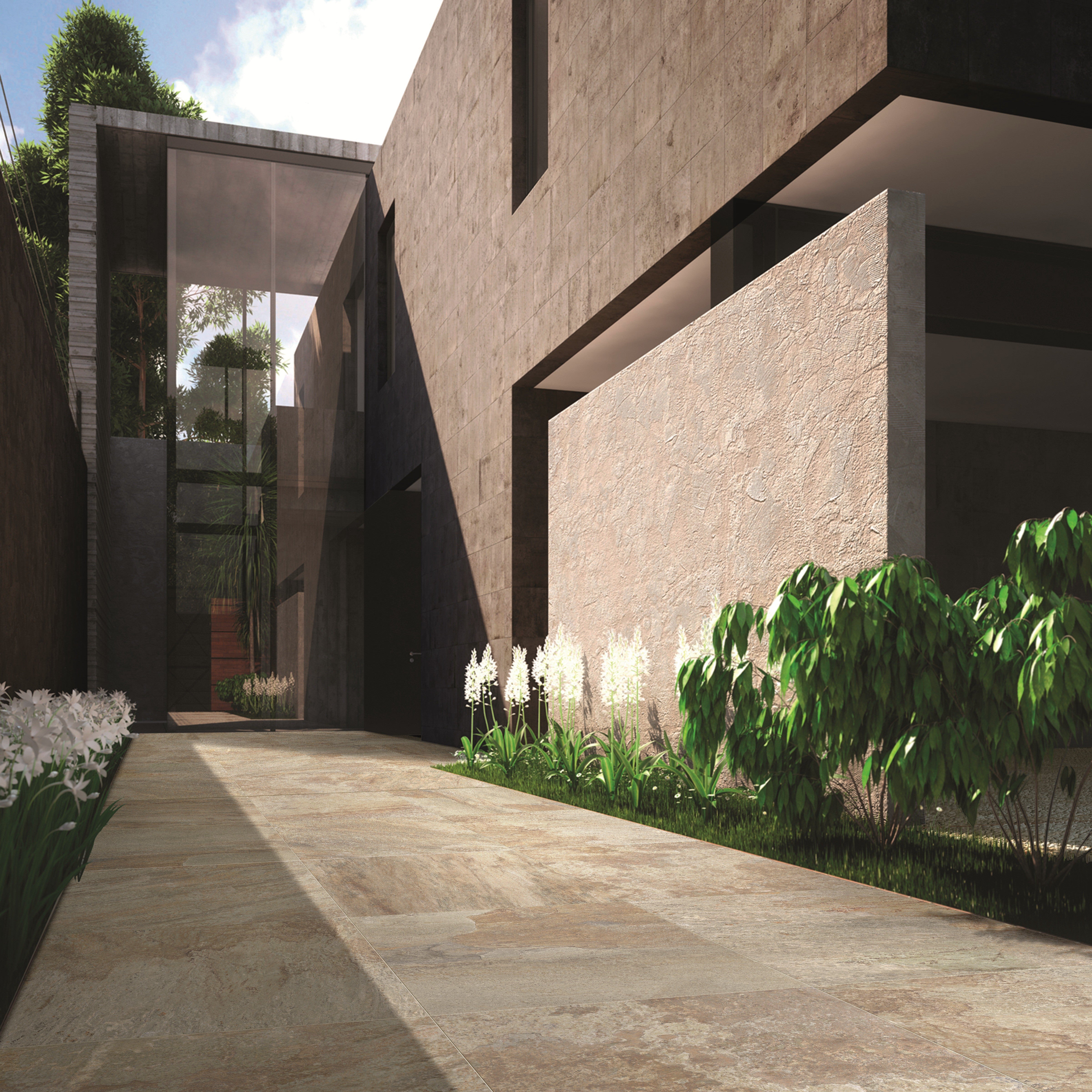 SILENCE-GRES PORCELLANATO-OUTDOOR-20MM-EFFETTO PIETRA-60X60-COLORE NATURALE